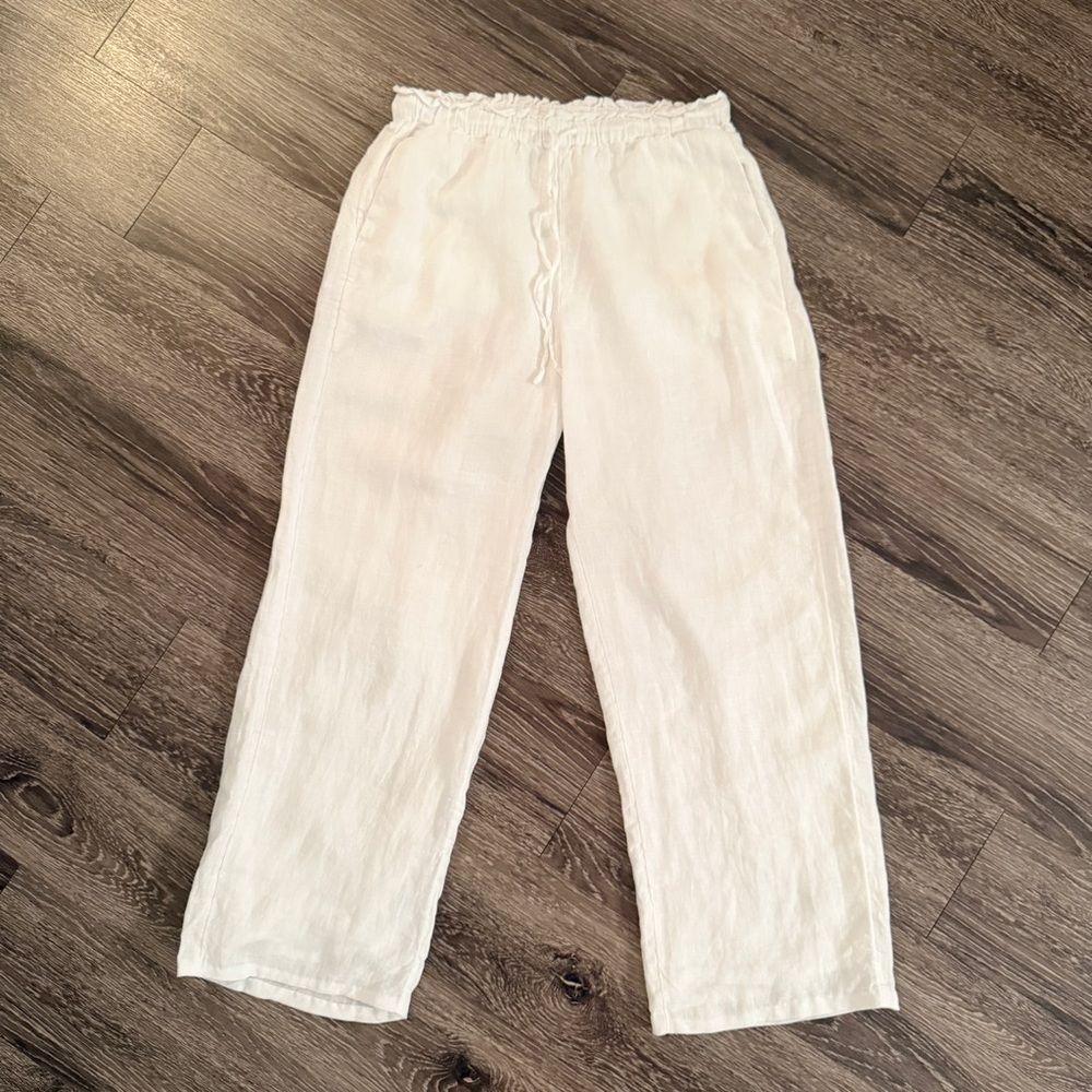 J. Crew Soleil Drawstring Linen Pants in White